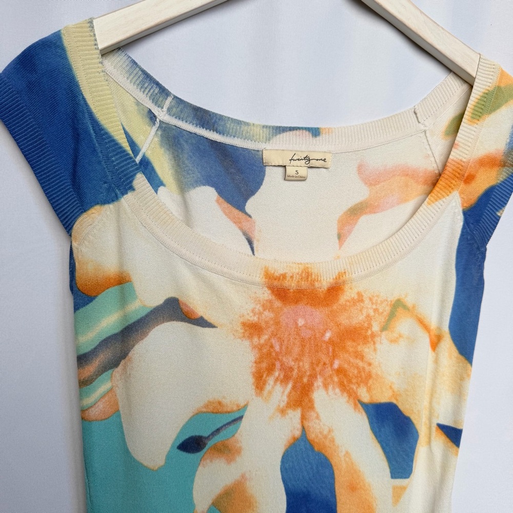 Forever 21 Blue and Orange Floral Mini Dress, Women’s Small - Picture 3 of 6